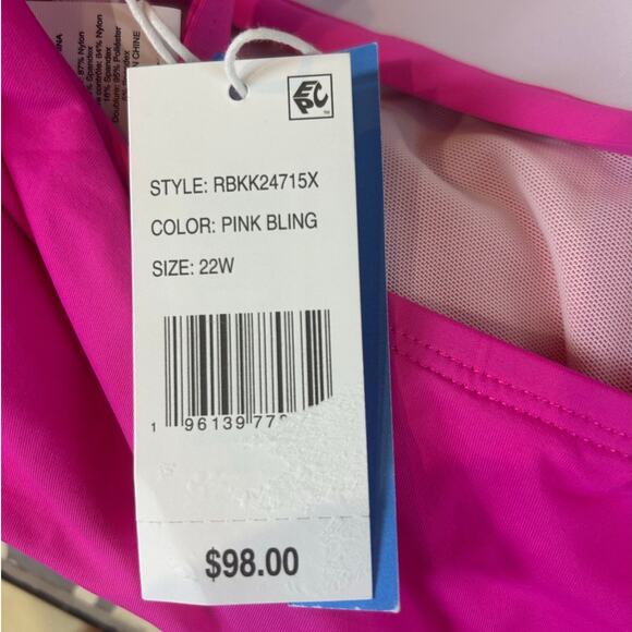 Bleu by Rod Beattie Molded-Cup One-Piece Swimsuit Pink Women Plus Size 22W NWT - Picture 7 of 7